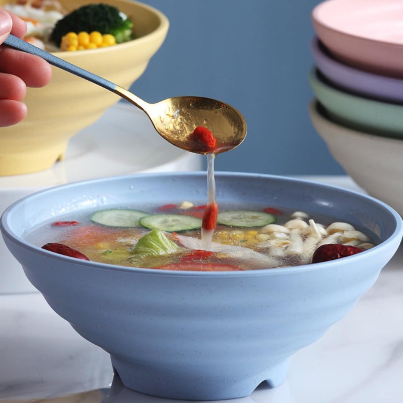 Clovis Big Bowl Set - Large Salad Bowls, Serving Bowls for Kitchen - Large Cereal Wheat Straw Bowls - Big Breakfast Bowl for Ramen,Soup,Snack (Purple, 19CM - 21CM - 25CM, Pack of 6) - Image 3