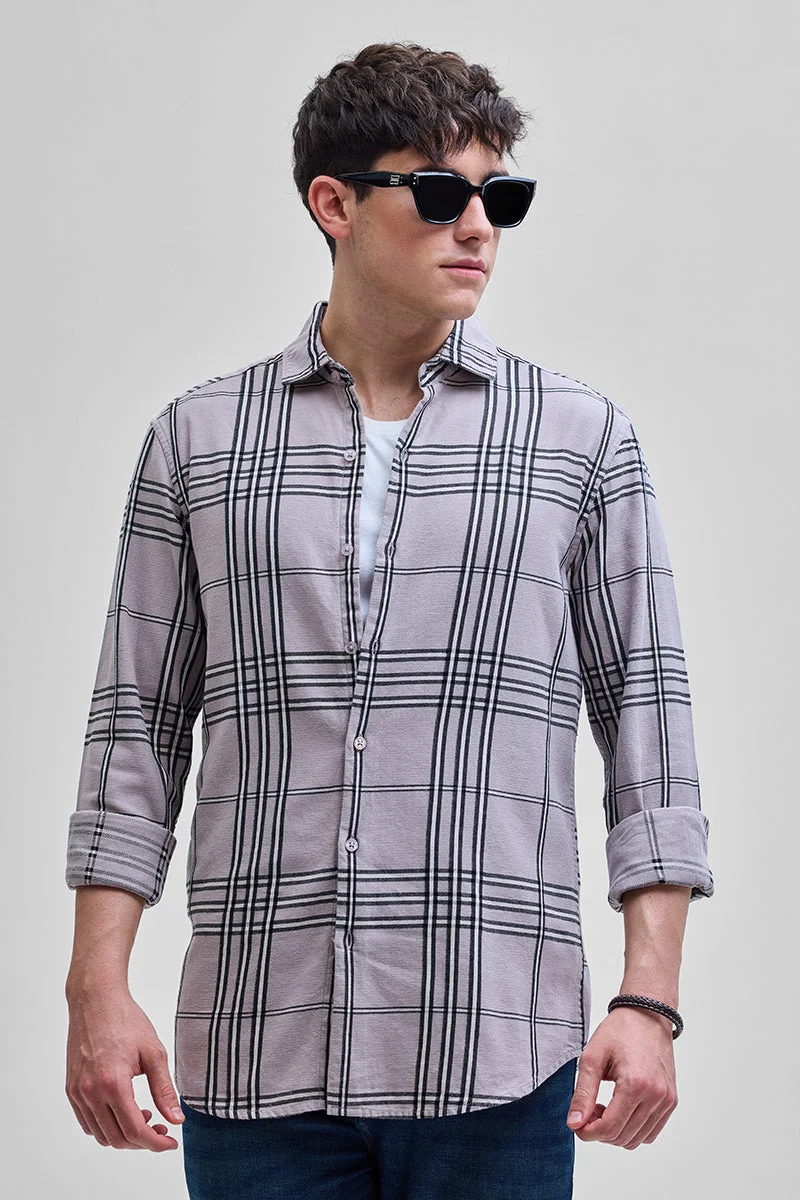 SNITCH قميص بقصة ضيقة بنقوش مربعات لون بنفسجي