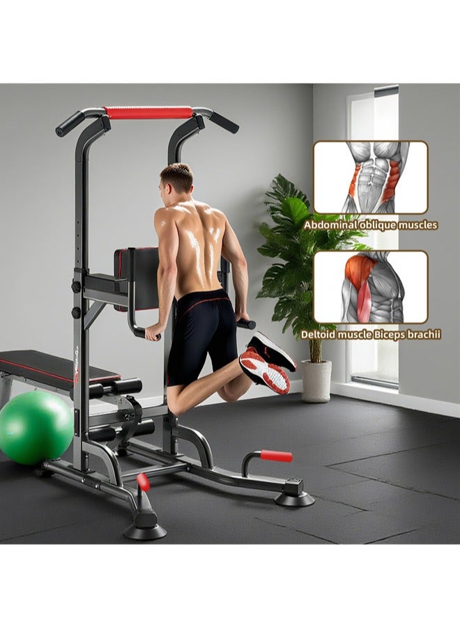 دنزوز محطة Power Tower Up Bar مع Situp Board 6 مستوى مستوى قابلة للتعديل من أجل الصالة الرياضية المنزلية معدات التدريب متعددة الوظائف للانخفاضات في التدريب على القوة. - Image 3