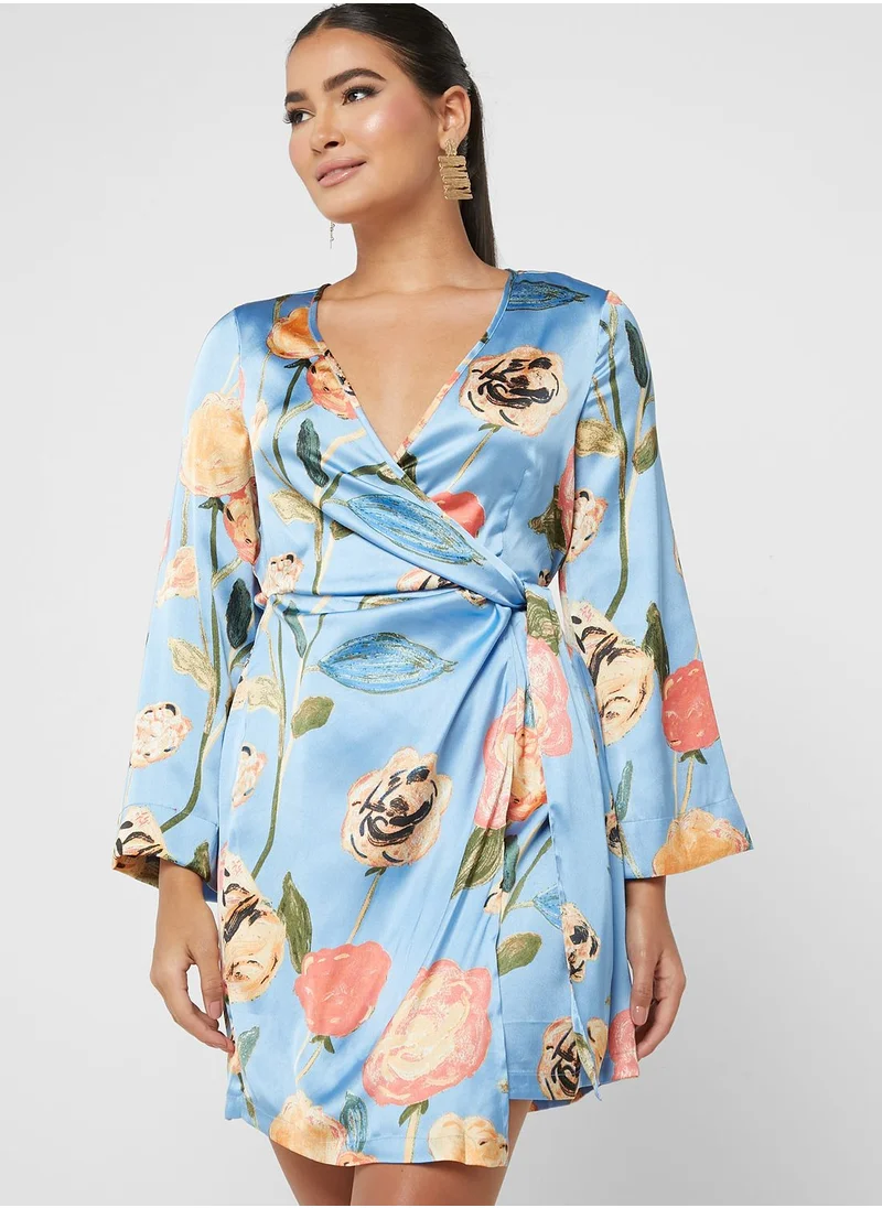 VERO MODA Floral Printed Surplice Neck Dress