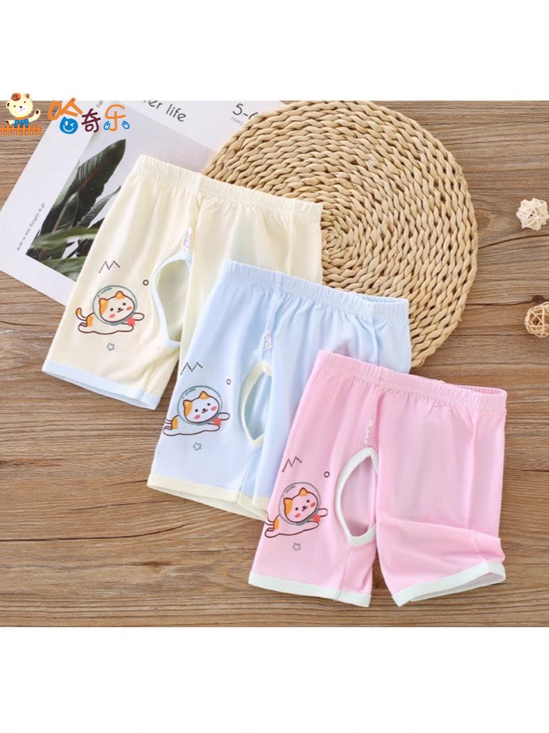 Female Baby Modal Pants 3 Kids Ice Silk Thin Baby Crotch Shorts Summer 0-1 Year Old Boys' Open Pants - Image 2