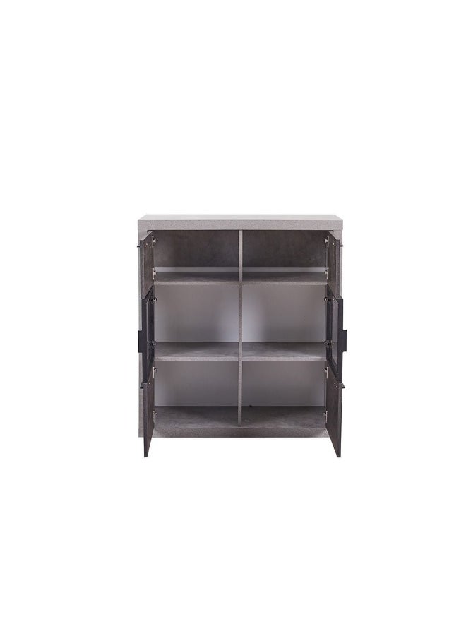 DANUBE HOME Pletora 6 Door Display Cabinet With LED Light Modern Design Organiser Cupboard Multifunctional Display Rack Book Case For Home Office L 100 x W 39 x H 110 cm - Cement Grey/Dark Oak  - Image 2
