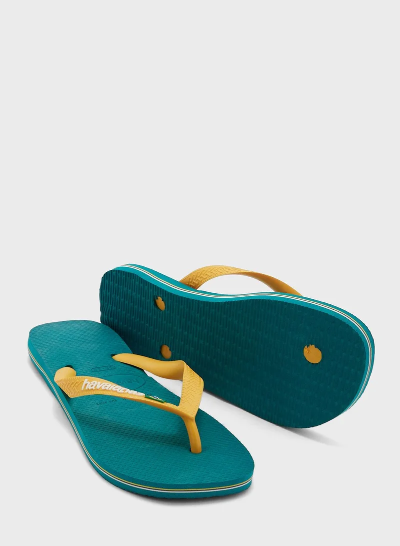 havaianas Logo Detail Thong Flip Flops