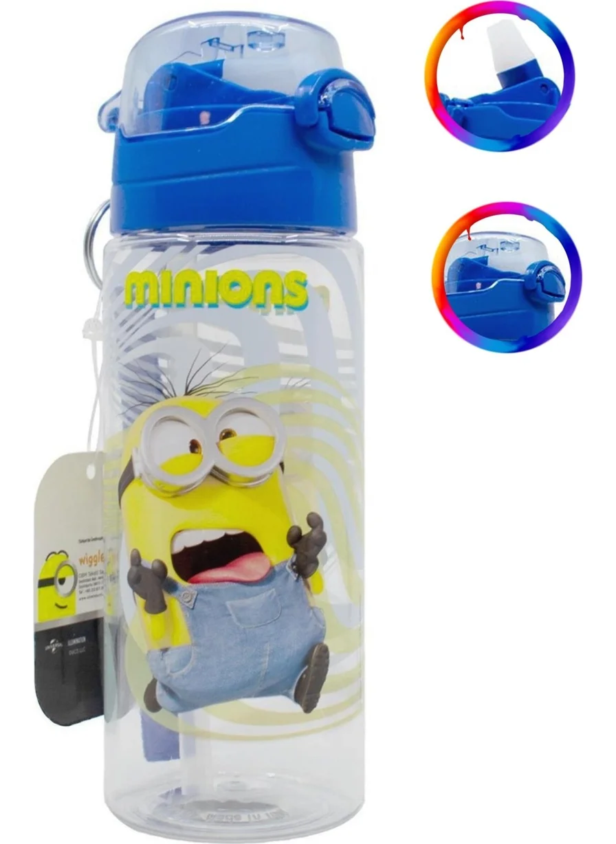 ماشو تريند Minions Transparent Water Bottle 500ML - Minions Water Bottle - Licensed Minions Water Bottle - Water Bottle with Straw