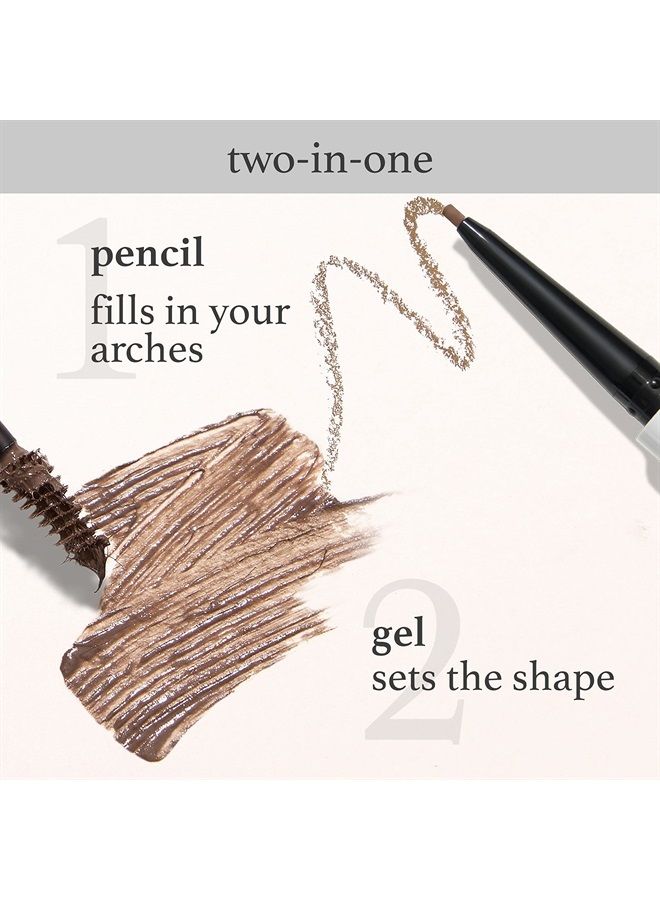 Brow 101-2-in-1 Eyebrow Pencil and Tinted Brow Gel - Taupe - Waterproof - Thickening Silk Fibers - All Day Hold - Fill Define and Shape Brows