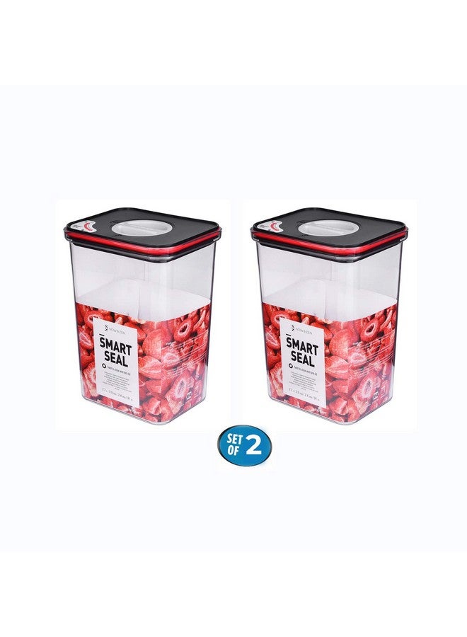 Now & Zen Smart Seal (Pack of 2) BPA-free Stackable Food Safe Kitchen Storage Container - Tritan Plastic Canister with Twist Lids | Airtight & Leak Proof | Freezer, Microwave & Dishwasher Safe | (2.7 Litre, Rectangle Black) - Image 2