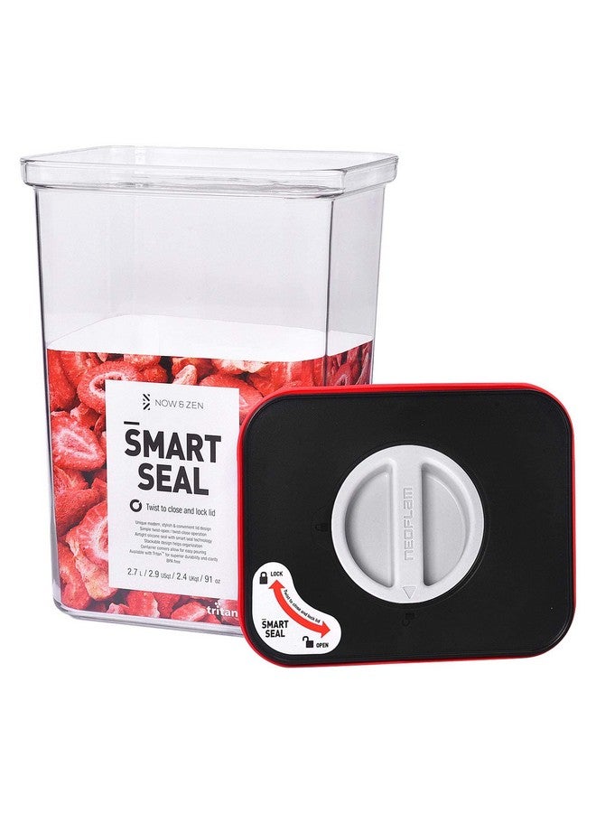 Now & Zen Smart Seal (Pack of 2) BPA-free Stackable Food Safe Kitchen Storage Container - Tritan Plastic Canister with Twist Lids | Airtight & Leak Proof | Freezer, Microwave & Dishwasher Safe | (2.7 Litre, Rectangle Black) - Image 3