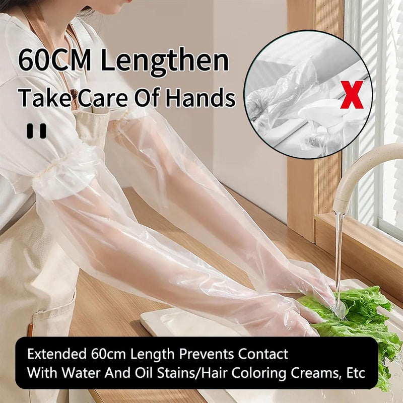 ToolHouse Disposable Gloves, 50PCS Disposable Kitchen Gloves, Multi-Purpose Cleaning Gloves, 60cm Length, For Cooking, Cleaning and Work - Image 2
