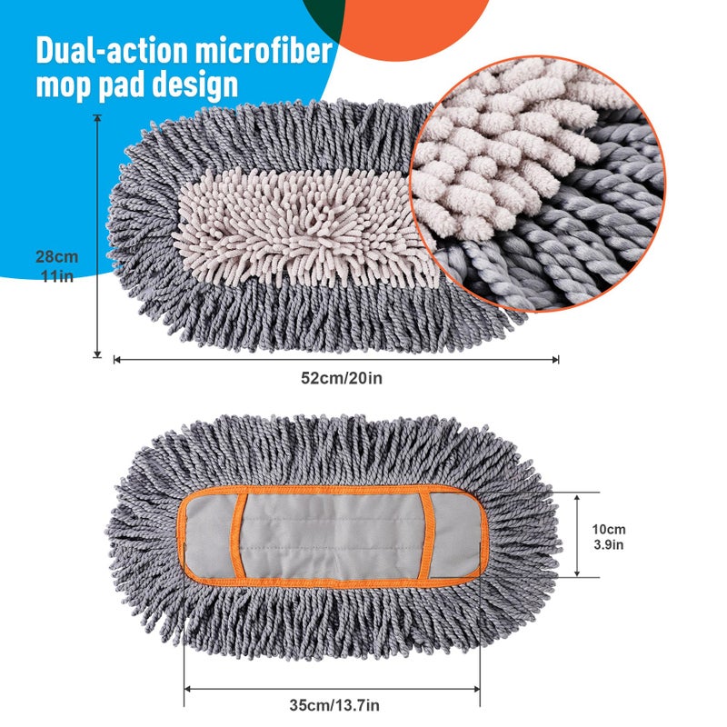 CLEANHOME Microfiber Dust Mop Replacement Pads for Hardwood Floor Cleaning, Washable and Reusable Chenille Mop Pads 3 Packs - Image 2