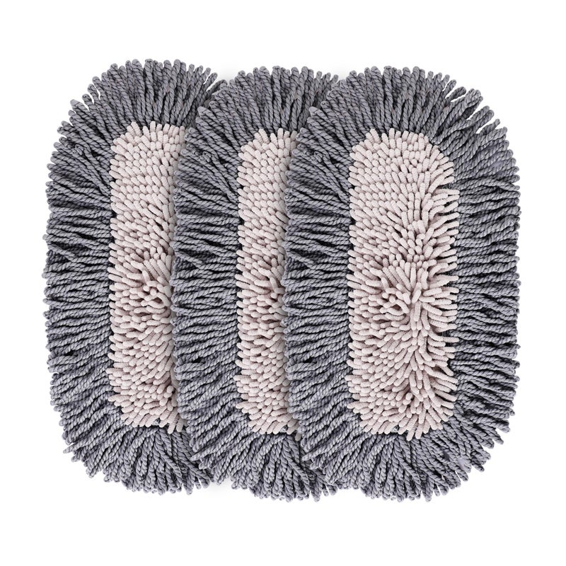 CLEANHOME Microfiber Dust Mop Replacement Pads for Hardwood Floor Cleaning, Washable and Reusable Chenille Mop Pads 3 Packs - Image 1