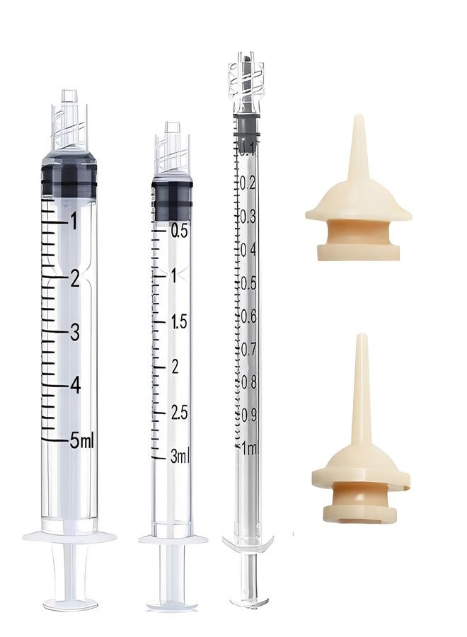 Aeenioy 3 PCS Injection Syringe for Feeding+2PCS Short and Long Nipples, Hand Feeding Syringe for Birds and Small Pets, 1ml 3ml 5ml Syringe Set PP and Silicone Material for Nutrition Delivery - Image 1