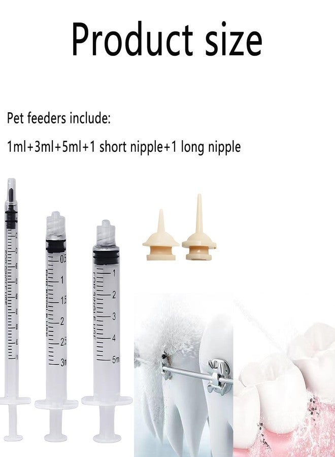 Aeenioy 3 PCS Injection Syringe for Feeding+2PCS Short and Long Nipples, Hand Feeding Syringe for Birds and Small Pets, 1ml 3ml 5ml Syringe Set PP and Silicone Material for Nutrition Delivery - Image 2