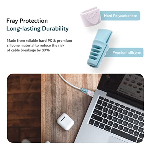TUDIA [Klip 4Pcs Snap On Charging Cable Cord Saver Protector Compatible with MacBook Magsafe 2 Power Adapter - Blue & Green - Image 4