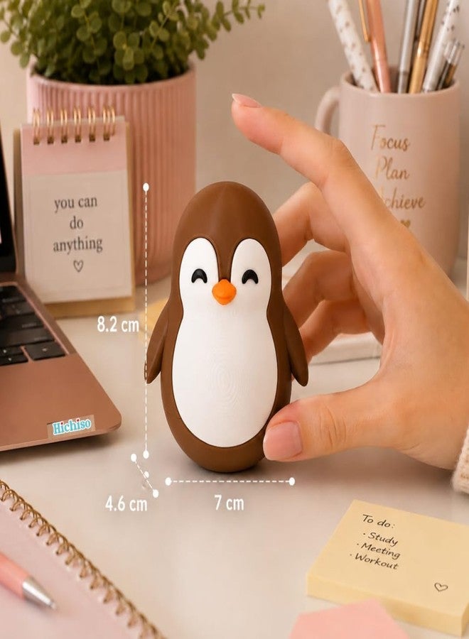 HICHISO Roly Poly Penguin Wobbler | Cute Self-Righting Penguin Desk Toy | Stress Relief Fidget Toy | Mini Penguin Collectible | Office Desk Decor & Gift (Chestnut Brown, 1 pc) - Image 2