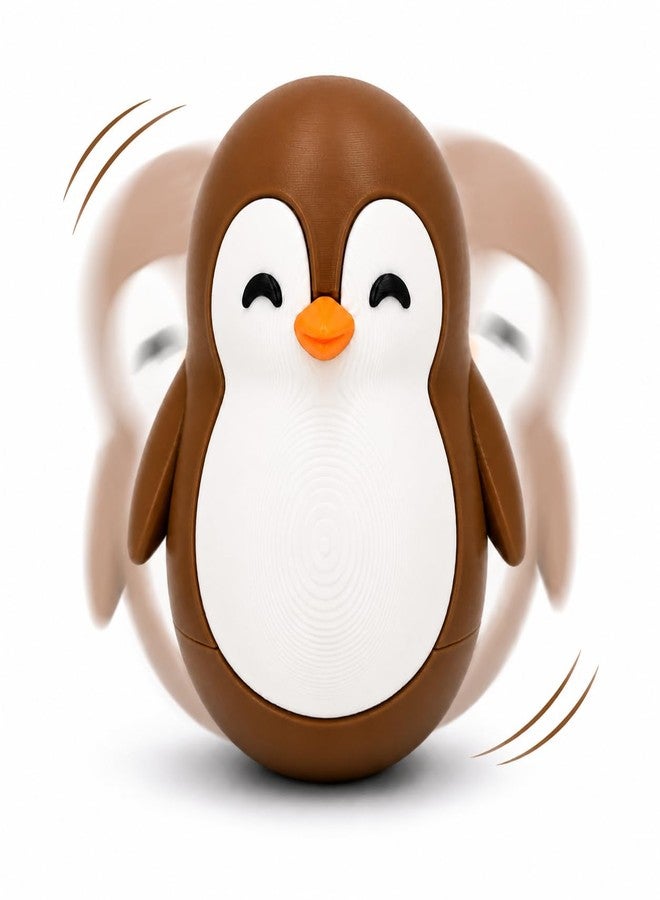 HICHISO Roly Poly Penguin Wobbler | Cute Self-Righting Penguin Desk Toy | Stress Relief Fidget Toy | Mini Penguin Collectible | Office Desk Decor & Gift (Chestnut Brown, 1 pc) - Image 5