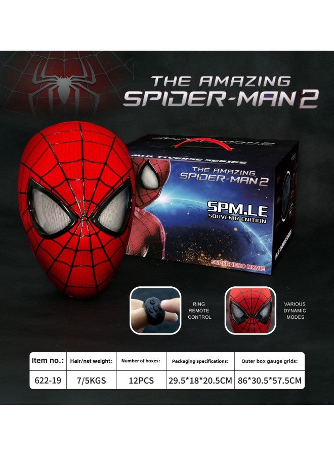 The Amazing Spider-man 2 Mask Movie Restore Garfield Version Peter Parker Blink Headgear Electric Mask Charging Model-Color:The Amazing Spider-man Red [regular Style] - Image 1
