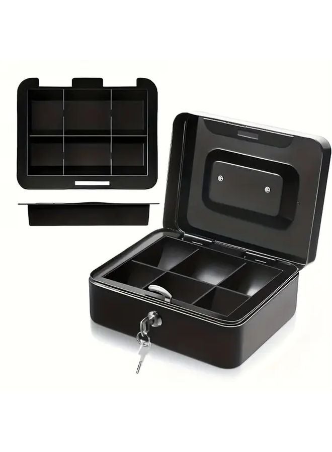 White Heavy Duty Safe Cash Box With Key Lock Large Capacity Bank Deposit Safe - Image 2