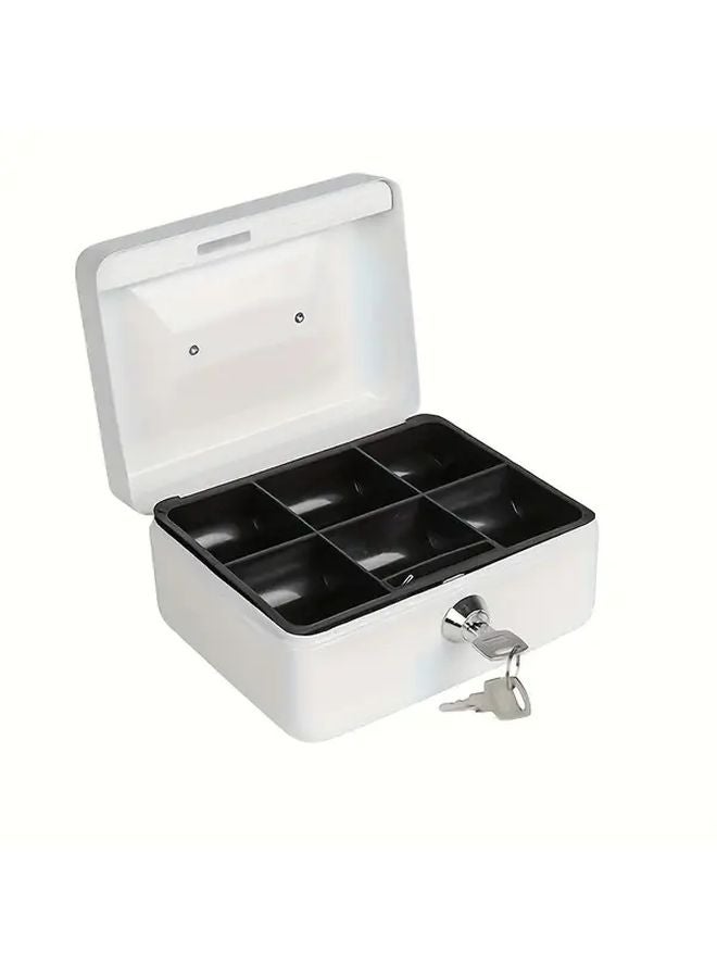 White Heavy Duty Safe Cash Box With Key Lock Large Capacity Bank Deposit Safe - Image 1