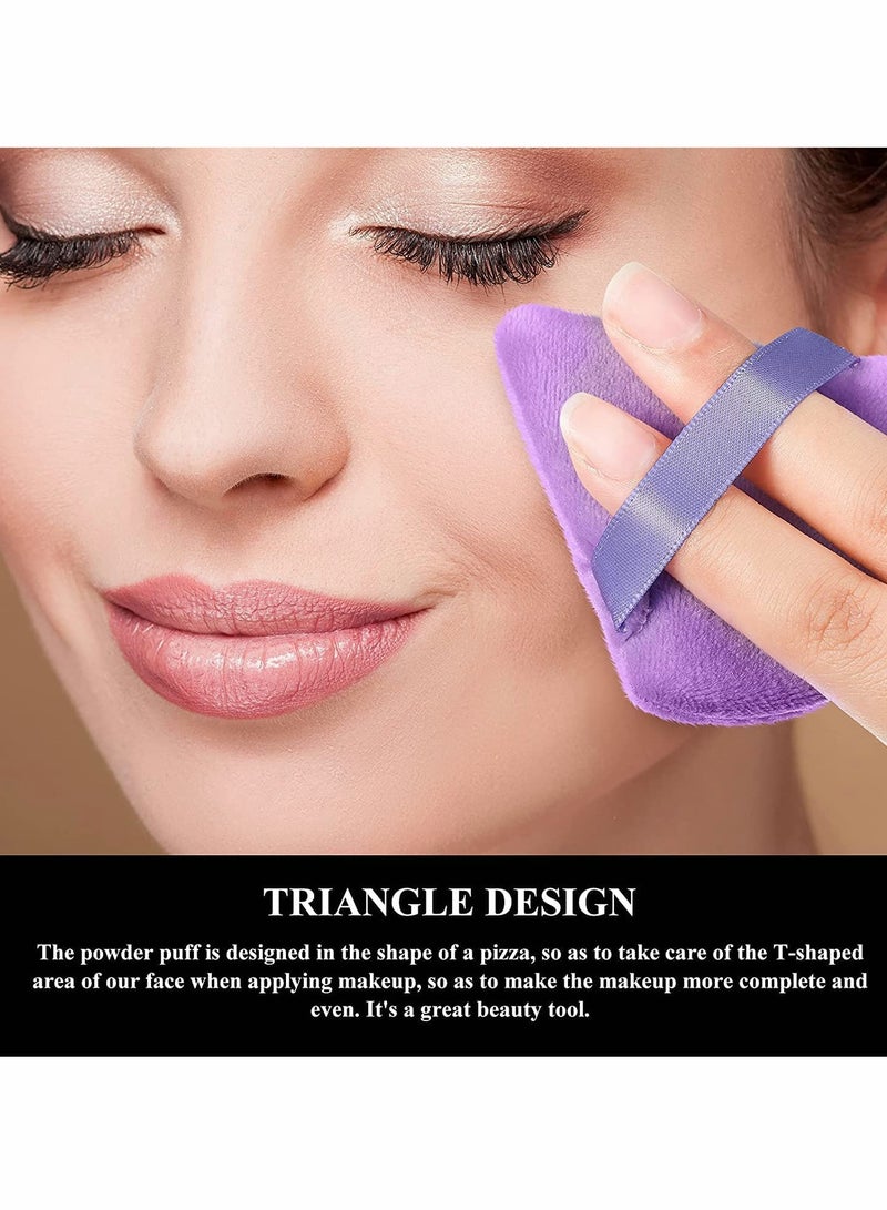 KASTWAVE Makeup Pure Powder Puff, 10 Pcs for Loose Powder Mineral Powder Body Powder Makeup Tool with Strap, for Contouring, Under Eyes and Corners (Black and Purple) - Image 3