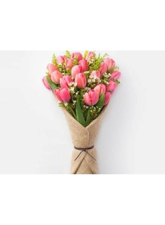 Buy Any Flowers Jute Wrapped Pink Tulips