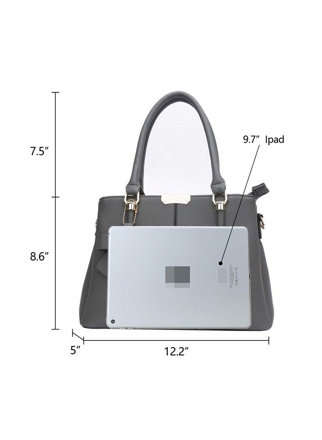 KKXIU 3 Zippered Compartments Purses and Handbags for Women Top Handle Satchel Shoulder Ladies Bags (A-Grey) - Image 4