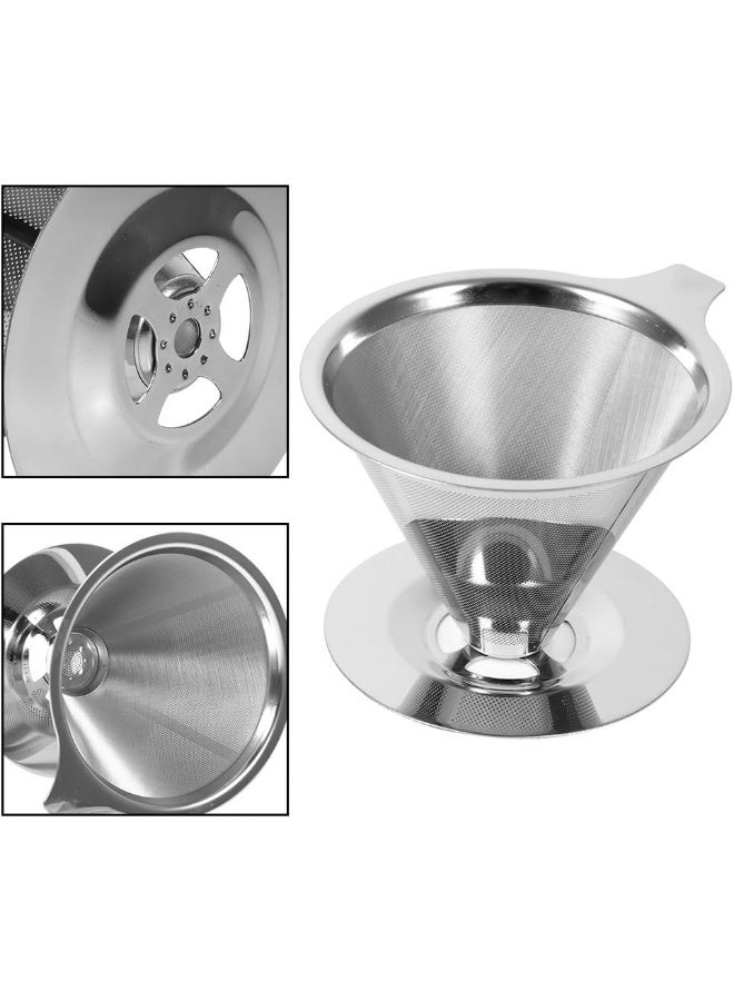 Yosoo Stainless Steel Coffee Filter Cone for Filtered Coffee, Double Layer Mesh for Pouring Cup Filter Support Use at Home Offices - Image 3