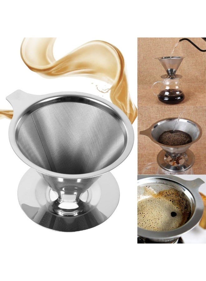 Yosoo Stainless Steel Coffee Filter Cone for Filtered Coffee, Double Layer Mesh for Pouring Cup Filter Support Use at Home Offices - Image 5