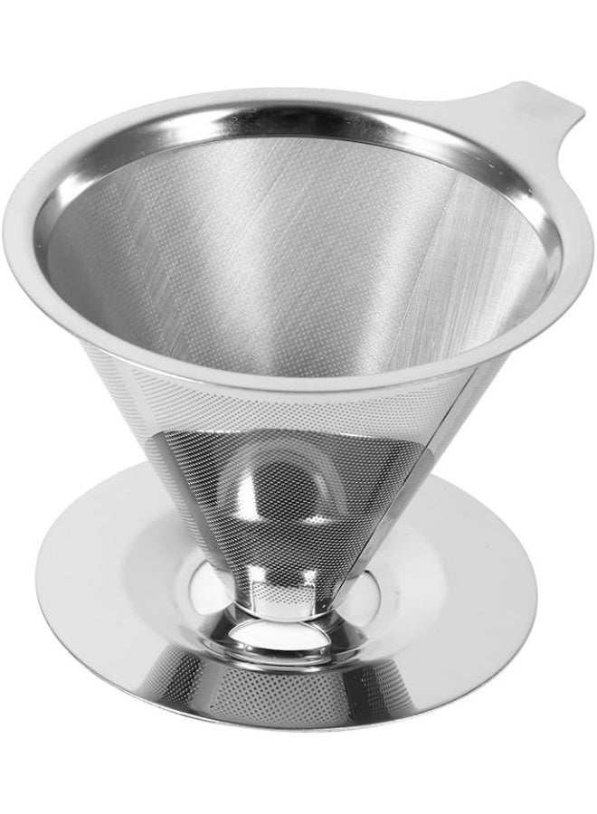 Yosoo Stainless Steel Coffee Filter Cone for Filtered Coffee, Double Layer Mesh for Pouring Cup Filter Support Use at Home Offices - Image 1