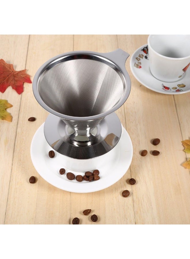 Yosoo Stainless Steel Coffee Filter Cone for Filtered Coffee, Double Layer Mesh for Pouring Cup Filter Support Use at Home Offices - Image 4