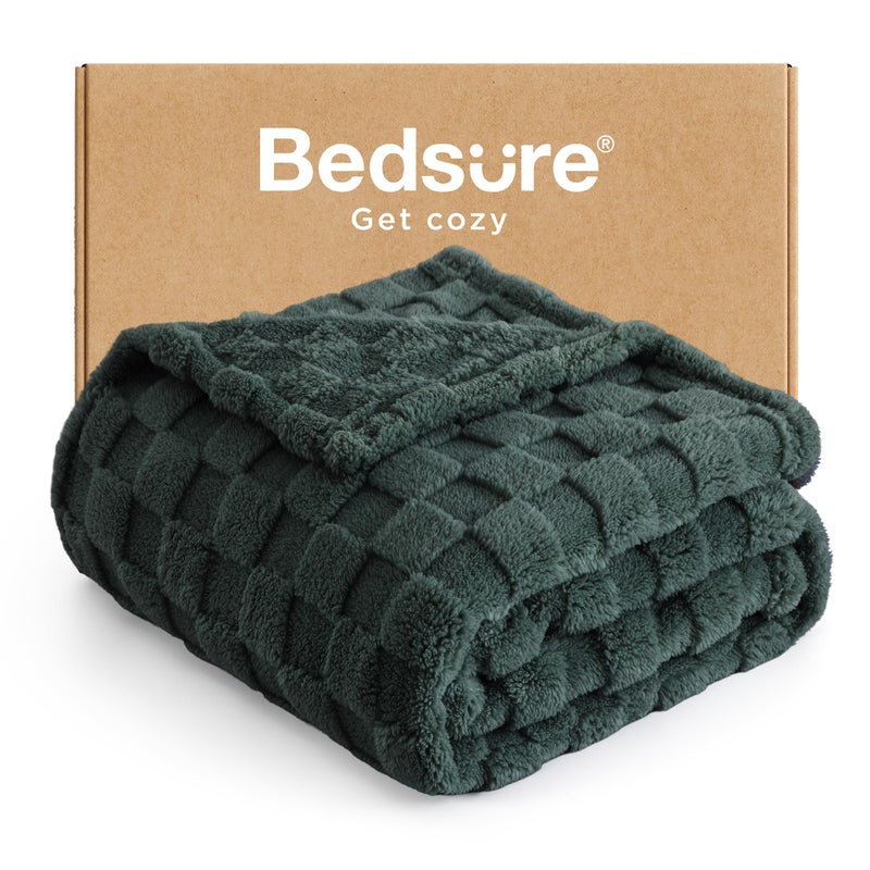 Bedsure GentleSoft Dark Green Spring Throw Blanket for Couch - Checkered Fleece Blankets for Kids Girls, Cute Soft Cozy Throw for Bedroom Home Decor Gifts, 50x60 Inches - Image 1