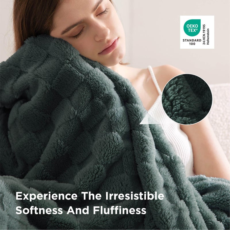 Bedsure GentleSoft Dark Green Spring Throw Blanket for Couch - Checkered Fleece Blankets for Kids Girls, Cute Soft Cozy Throw for Bedroom Home Decor Gifts, 50x60 Inches - Image 4