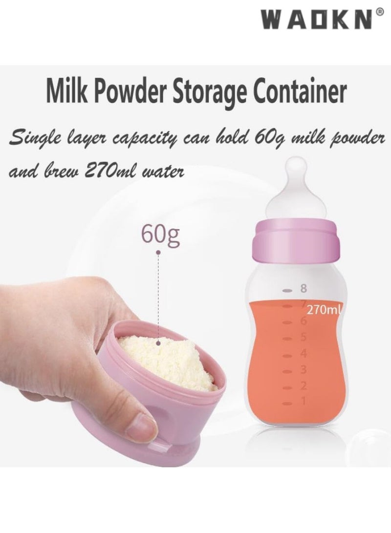 WAOKN 4 Layers Formula Dispenser, Portable Milk Powder Dispenser, Formula Container for Travel, Baby Feeding Food Storage Container, Stackable Formula Holder, Infant Milk Powder Box, Pink And Purple - Image 3