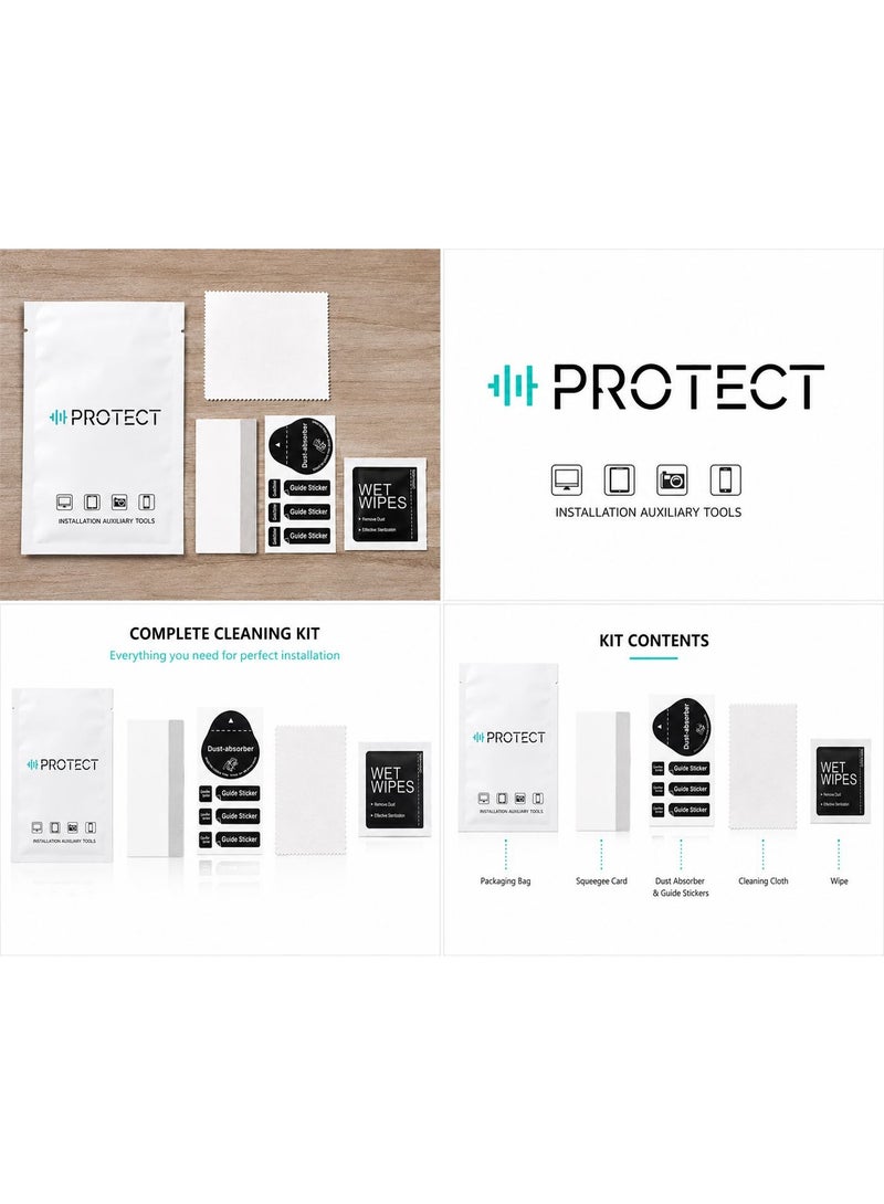 Protect Professional Cleaning & Installation Kit Pack of 25 Sets | Screen Protector Application Tools | Camera Lens Cleaning Kit | Microfiber Cloth, Wet Wipes, Dust Absorber, Guide Stickers & Squeegee - Image 5