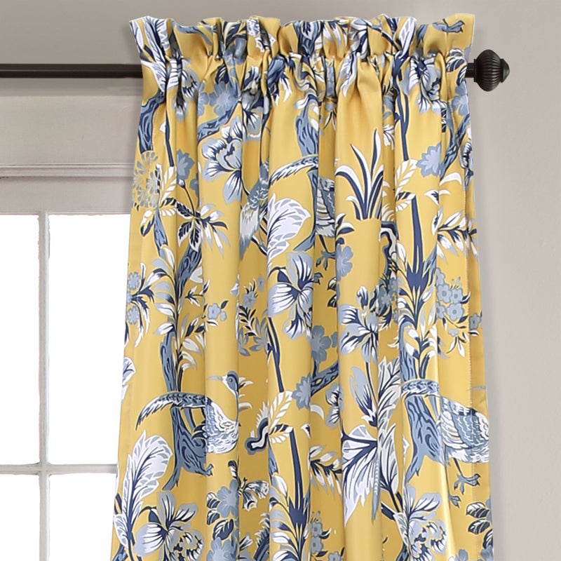 Lush Decor Dolores Light Filtering Wind ow Panels, Pair, 52" W x 63" L, Yellow - Floral Curtains for Bedroom - Vintage Curtains - Coquette Room Decor - Image 2