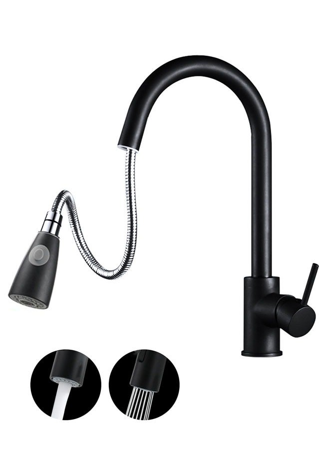 Muyixin Kitchen Faucet Tap, Kitchen Pull Out Tap Faucet, Kitchen Sink Hot And Cold Water Faucet, Two-Way Sprayer, Single Handle Faucet, 360 Degree Rotating (Black) - Image 1