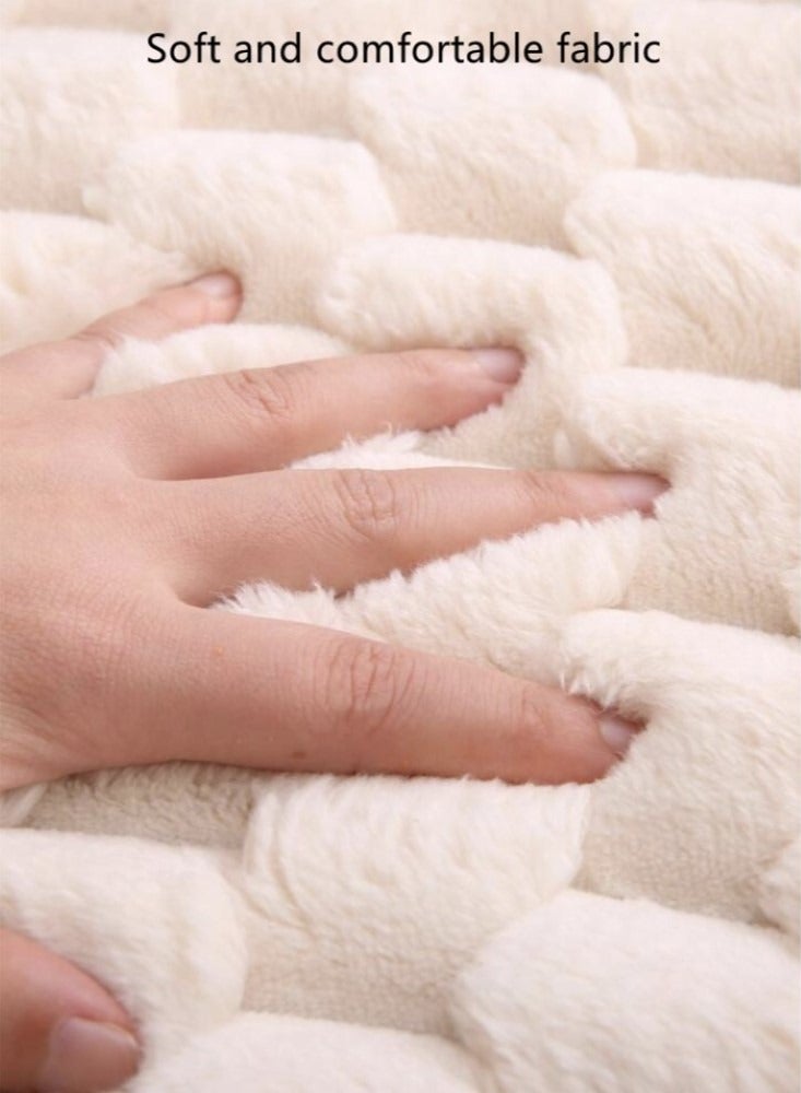 Kutis 1-Piece Solid Color Bathroom Absorbent Rug Non-slip Mats Polyester Beige 60x40 Centimeter  - Image 3