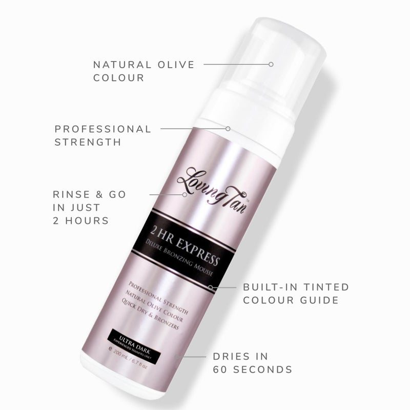 Loving Tan 2 HR Express Self Tanning Mousse, Ultra Dark - Streak Free, Natural, Professional Quality - 5+ Sunless Self Tanner Applications per Bottle, Cruelty Free, Naturally Derived DHA - 6.7 FL Oz - Image 3