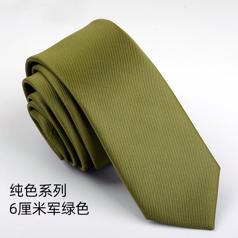Korean Style Mens Black Silk Tie 6CM Burgundy  - Image 4