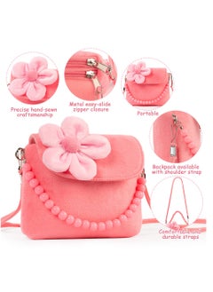 SYOSI Kids Jewelry Set, Flower Crossbody Bag Purse Gift, Children Pink Handbag with Butterfly Necklace Bracelet Rings Earrings, Princess Role Play Dress Up Jewelry Accessories Party Favors  - Image 3