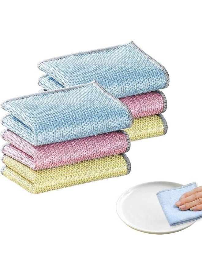 5pcs Double Sided Microfiber Kitchen Cleaning Cloths - Non-Stick Wire Scouring Pad Replacement - Multicolor - Image 1
