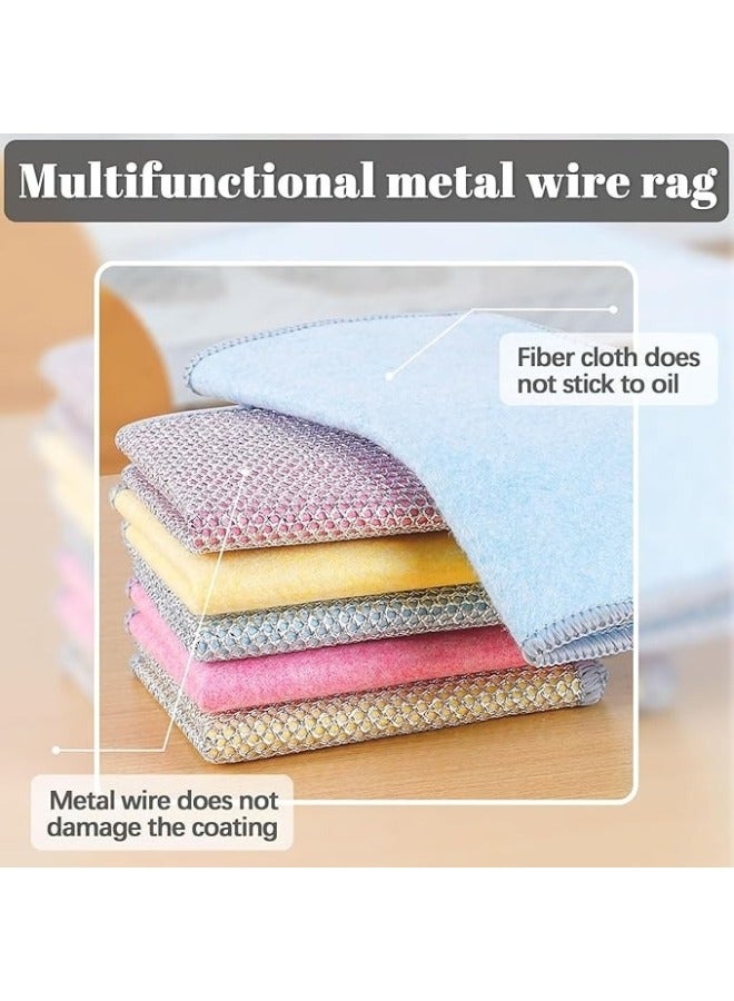 5pcs Double Sided Microfiber Kitchen Cleaning Cloths - Non-Stick Wire Scouring Pad Replacement - Multicolor - Image 3