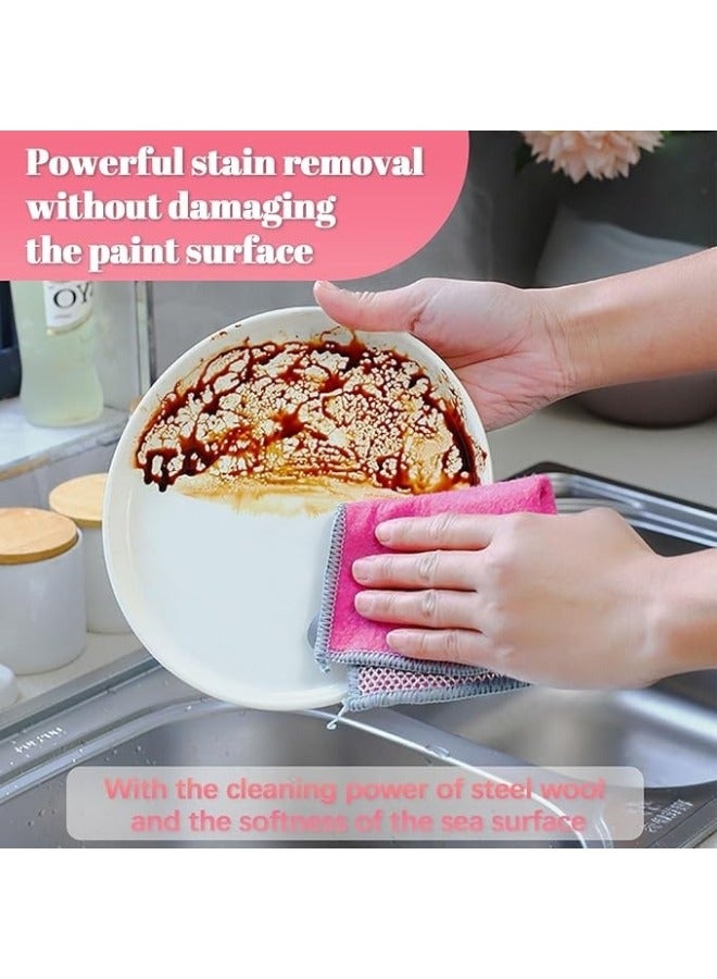 5pcs Double Sided Microfiber Kitchen Cleaning Cloths - Non-Stick Wire Scouring Pad Replacement - Multicolor - Image 4