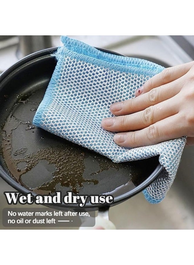 5pcs Double Sided Microfiber Kitchen Cleaning Cloths - Non-Stick Wire Scouring Pad Replacement - Multicolor - Image 5