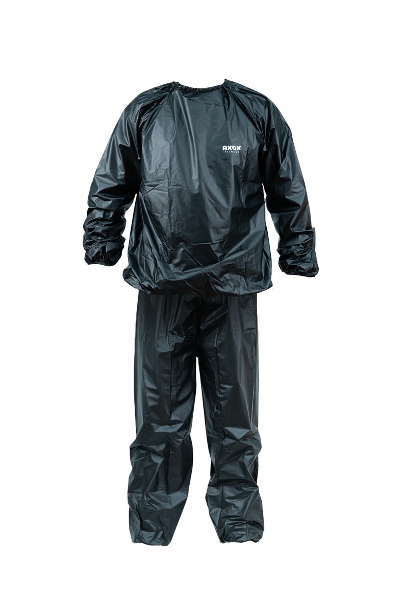 أكسوكس بدلة الساونا من **AXOX Fitness** – بدلة عرق PVC تحتفظ بالحرارة لخسارة الوزن، وتمارين الكارديو، وHIIT، والملاكمة – خفيفة الوزن ومتوفرة بمقاسات متعددة، مناسبة للرجال والنساء. - Image 1
