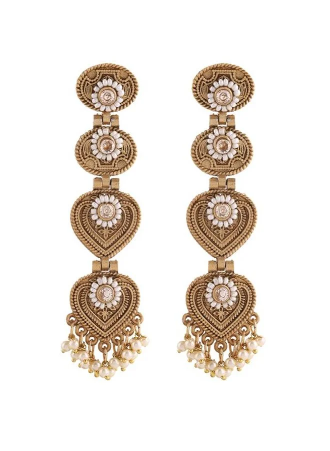 Priyaasi Ethnic Women Brass Earrings with pattern and secured with Post and Back closure and styled in ideal for Ethnic moments — a must-have for your statement wardrobe.