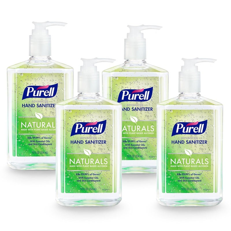 Purell معقم يدين متقدم من ناتشورالز مع كحول نباتي، برائحة الحمضيات، زجاجة مضخة سعة 12 أونصة سائلة (عبوة من 4) - 3623-06-EC2 - Image 1