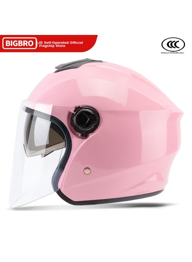 Bigbro B03 Pink 3c Double-lens Motorcycle Helmet Winter Uni Electric Scooter All-season Half Helmet - Image 3