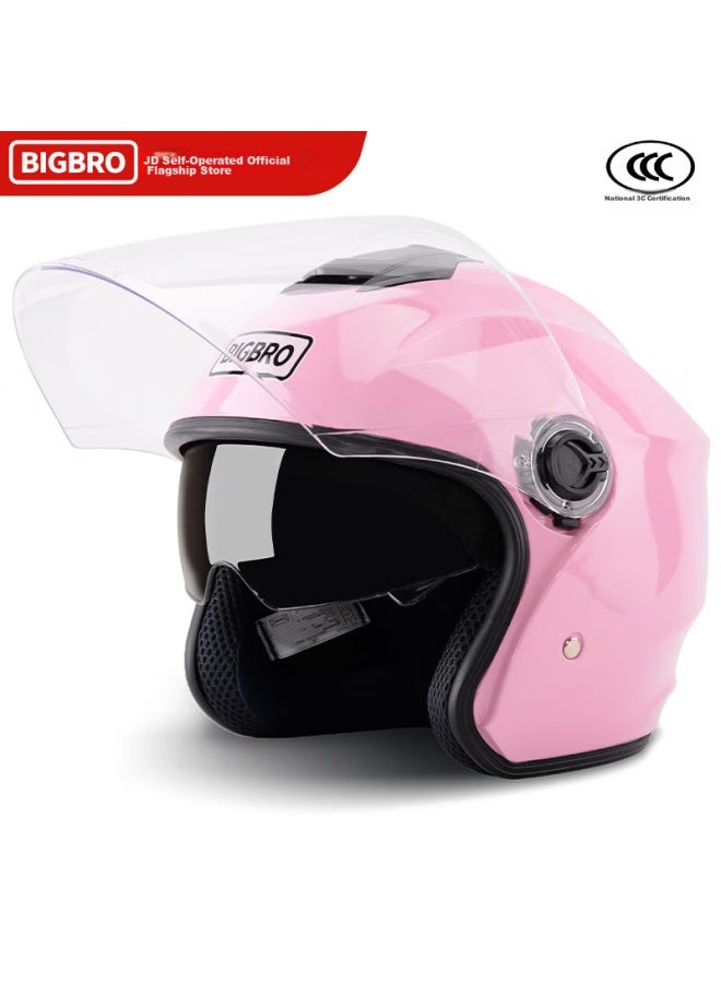 Bigbro B03 Pink 3c Double-lens Motorcycle Helmet Winter Uni Electric Scooter All-season Half Helmet - Image 1