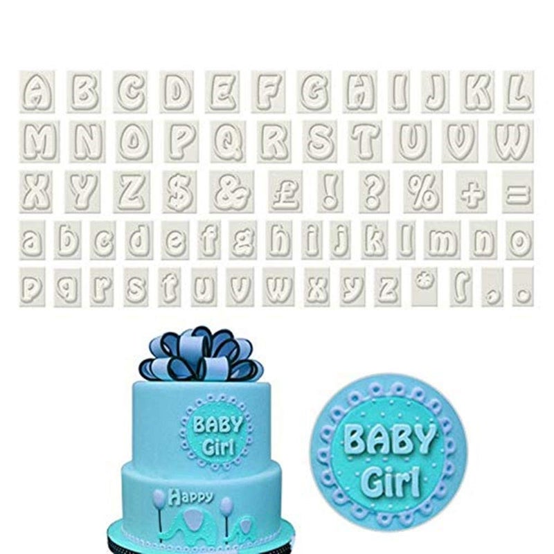 EORTA 64 Pcs Alphabet Cookie Cutter Plastic Letters Fondant Cutters with Handle Cake Decorating Tool Cookie Cutters Mould Sugarcraft Embosser Mould Tools for Birthday Cake Fruit 0922 CM 
