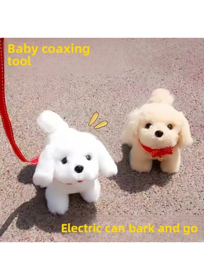 Simulation Plush Toy Dog Children's Toy Can Walk Can Call Electric Puppy Boy Electronic Pet Dog-Color:Labrador White-Specification:No Battery, No Collar, No Tie  - Image 3